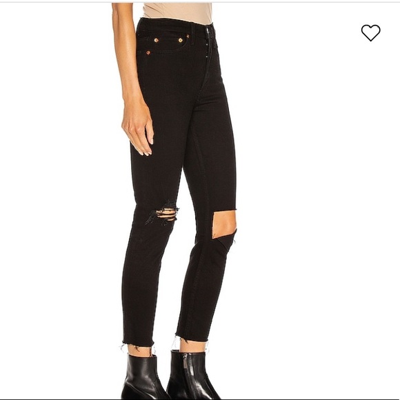 REDONE 90’s High Rise Ankle Cropped Black Jeans - Picture 12 of 14